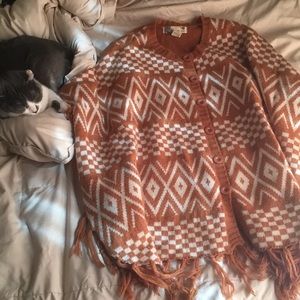 Rusty Orange Poncho